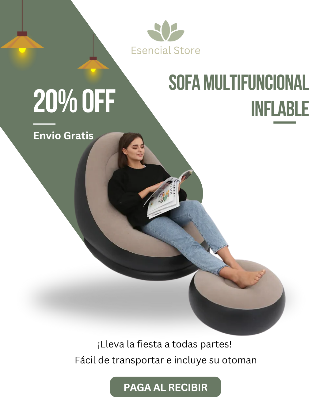 Sofá Inflable Multifuncional – Comodidad Instantánea en Cualquier Espacio