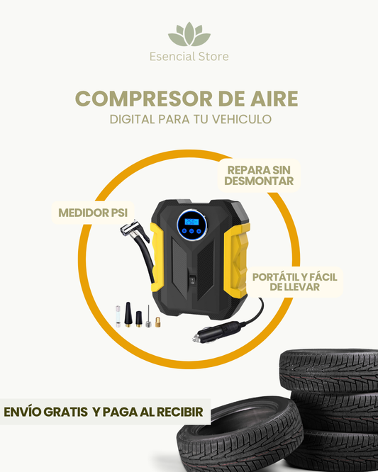 Compresor de Aire Portátil para Autos - Reparación e Inflado de Neumáticos