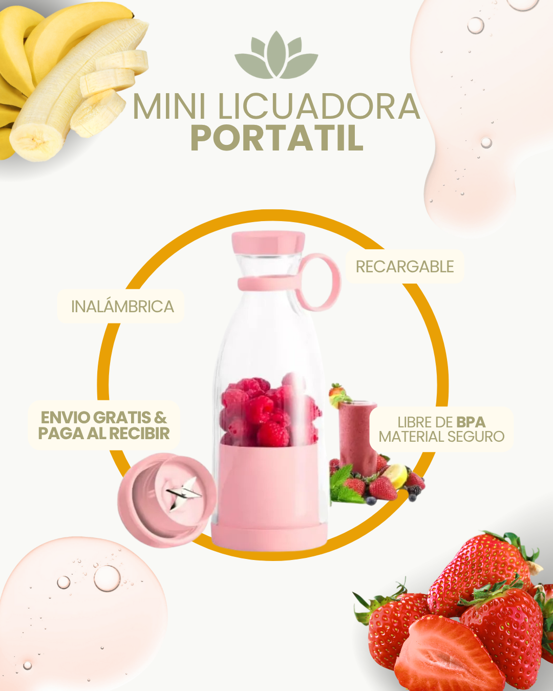 Mini Licuadora Portatil - Ideal para Gym u Oficinas