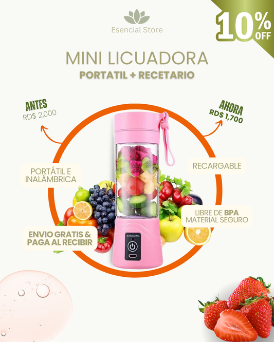 Licuadora Portatil + 10% OFF y 2 Recetarios Fitness