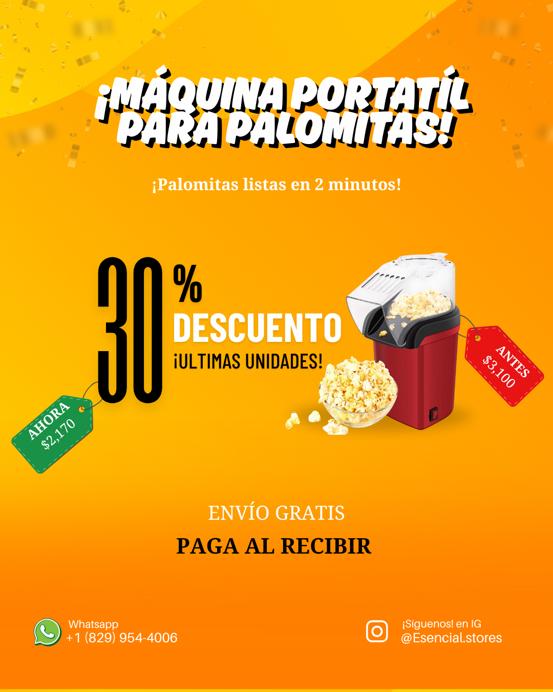 🍿 Máquina Eléctrica para Palomitas – Sin Aceite, Rápida y Saludable